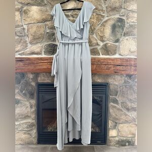 Baltic Born Katya Ruffle Maxi Dress Light Blue Chiffon Women's XL